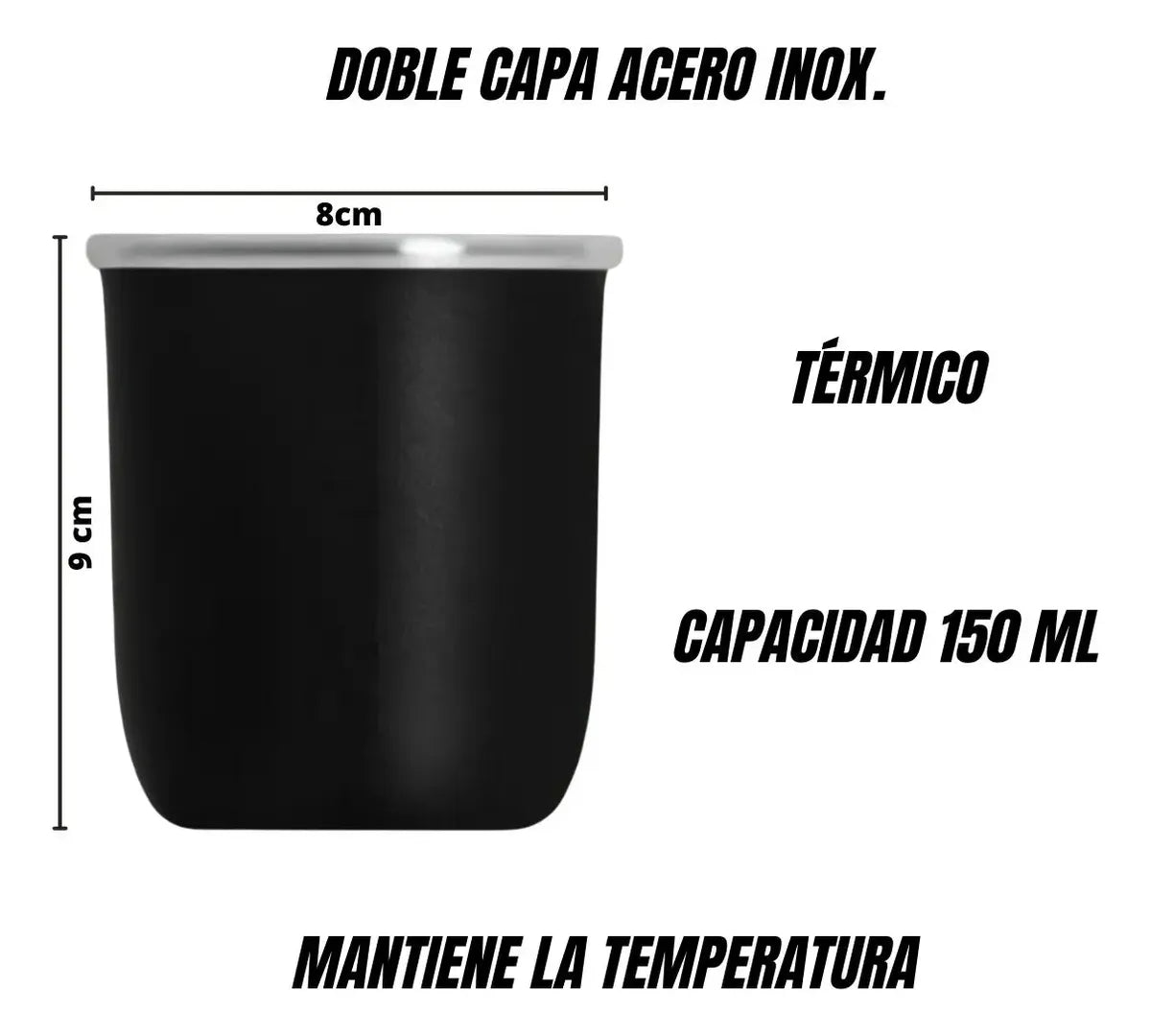 Set Shelby's Acero Minimal - Termo 1L + Mate Acero + Bombilla | Black