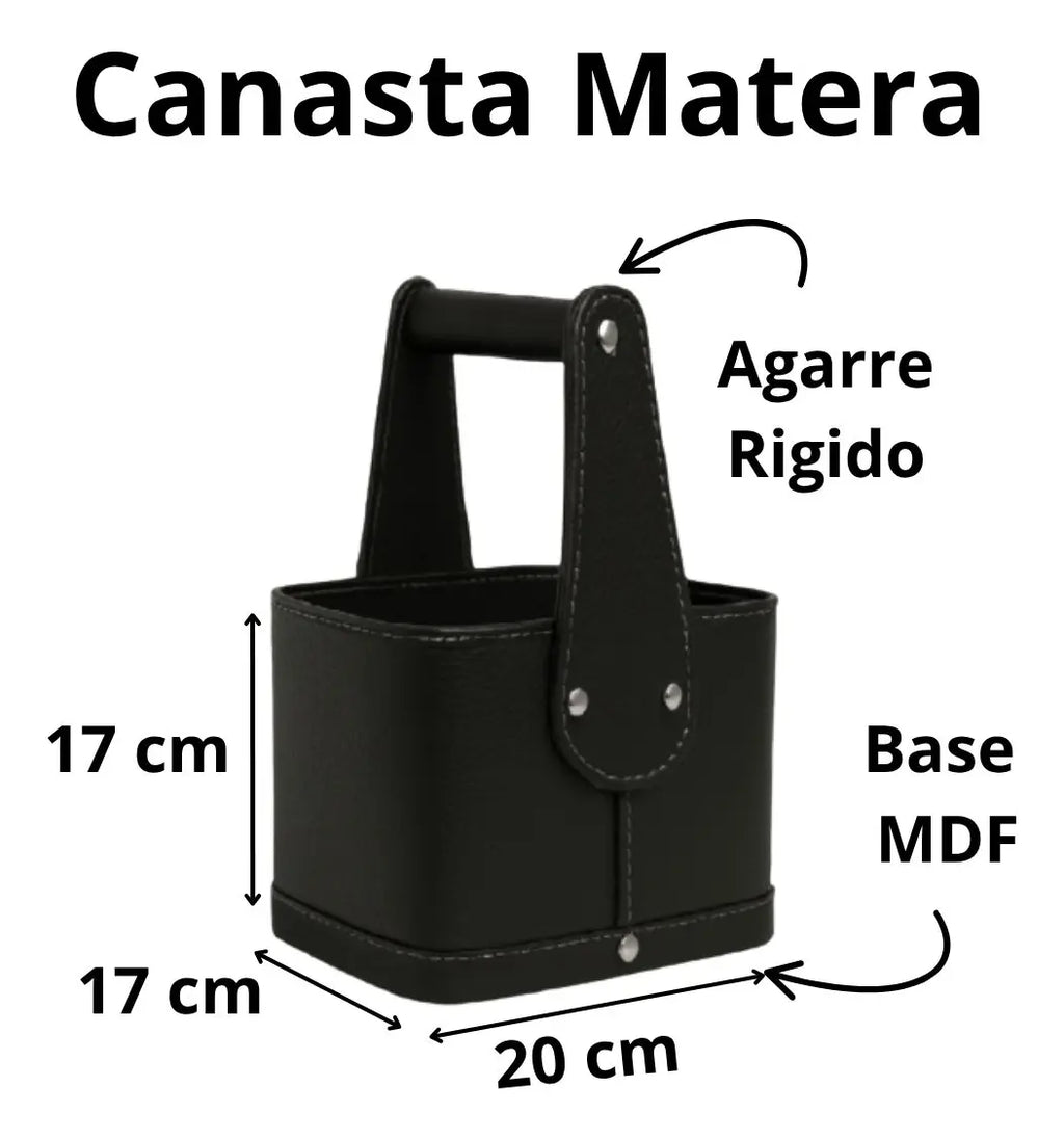 Set Shelby's Canasta Black Esencial - Mate + Yerbera + Azucarera | 4 Piezas