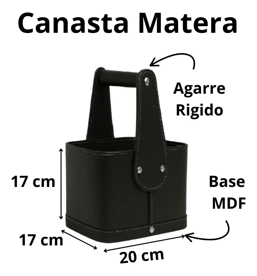 Set Shelby's Canasta Black Esencial - Mate + Yerbera + Azucarera | 4 Piezas